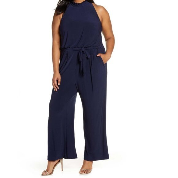 Plus Size Women's Vince Camuto Ruffle Collar Jumpsuit - Picture 1 of 10